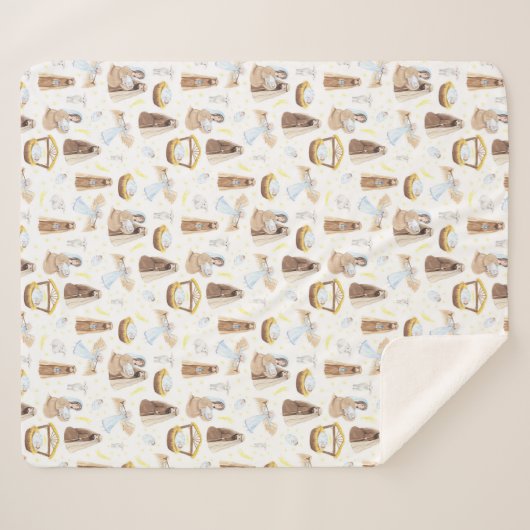Stille Nacht Weihnachtskrippe Sherpa Blanket Sherpadecke (Vorderseite (Horizontal))