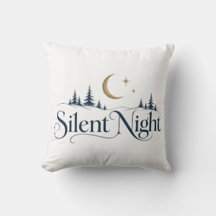 Stille Nacht Weihnachtsmond und Tannenbäume Feiert Kissen