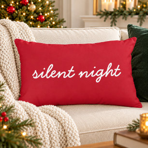 Stille Nacht Weihnachtszitat Festliches Rot Modern Dekokissen