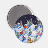 Stille Nacht Wintervolk Kunst Magnet (Vorderseite/Rückseite)