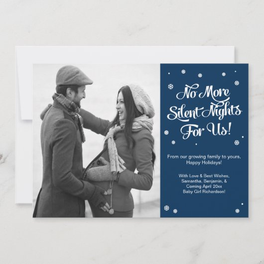 Stille Nächte Schwangerschaft Weihnachtsankündigun Feiertagskarte (Vorderseite)