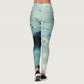 Stille Natur Wasserfarbe Bergwelt Landschaft Leggings (Rückseite)