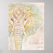 Stille neatral goldfarbene Elefantenspiritualität Poster (Vorne)