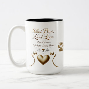 Stille Paws, laute Liebe - Minimalistische Katze Zweifarbige Tasse