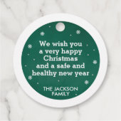 Stille Pinien in der Nacht Schneeflocken grün & we Geschenkanhänger (Rückseite)