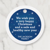 Stille Pinien in der Nacht Snowflake blau & weiß Geschenkanhänger (Rückseite)