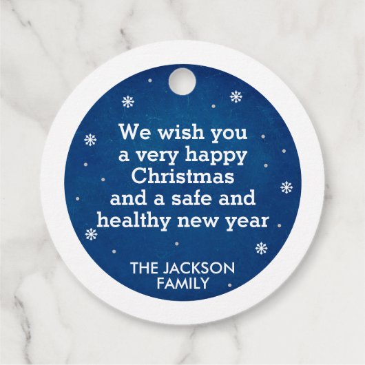 Stille Pinien in der Nacht Snowflake blau & weiß Geschenkanhänger (Rückseite)