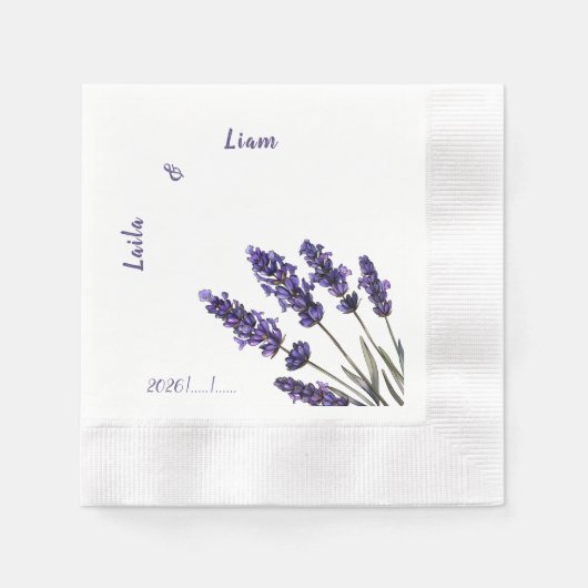 Stille Provence Lavendel Blumenhochzeit Serviette (Vorderseite)