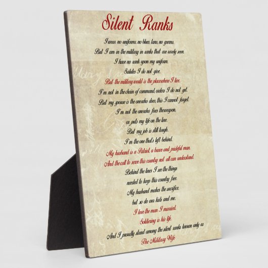 Stille Ranks Plaque mit Easle Fotoplatte (Seite)