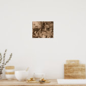 Stille Räuber Karussell Pferde in Sepia Brown Poster (Küche)