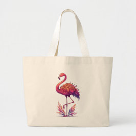 Stille rosa Flamingo Stehend ruhig Jumbo Stoffbeutel