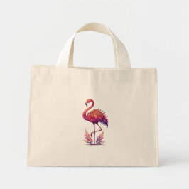 Stille rosa Flamingo Stehend ruhig Mini Stoffbeutel