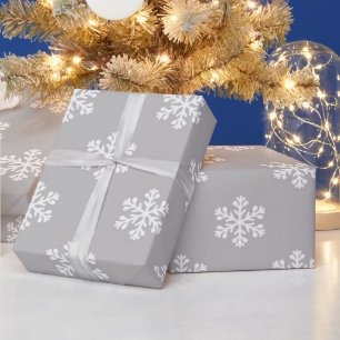 Stille Schneeflocken in Grau Geschenkpapier