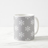 Stille Schneeflocken in Grau Kaffeetasse (VorderseiteRechts)