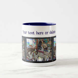 Stille Schreitende Karussellpferde Personalisiert  Zweifarbige Tasse