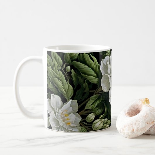 Stille Sippen: Tropische Blüte-Tasse Kaffeetasse (Mit Donut)
