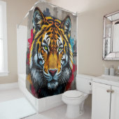 Stille Stärke – Tiger Graffiti Art Duschvorhang (Beispiel)
