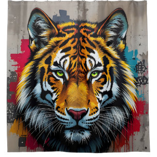 Stille Stärke – Tiger Graffiti Art Duschvorhang