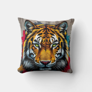 Stille Stärke – Tiger Graffiti Art Wurfkissen Kissen