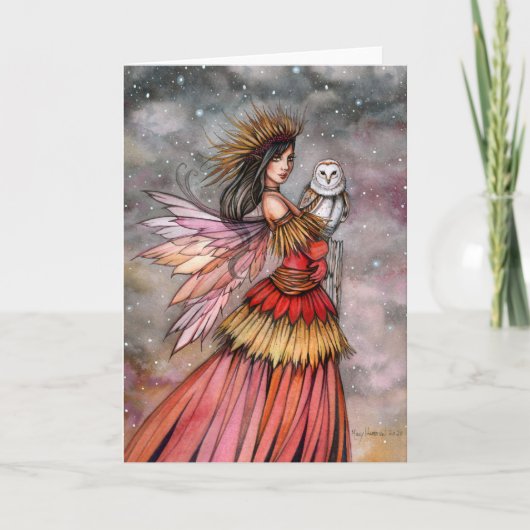 Stille Stille Märchen und Owl Fantasy Kunst Karte (Vorderseite)