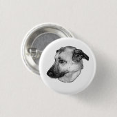 Stille Uhr, Graustufen-Hundepin Button (Vorne & Hinten)
