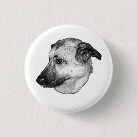 Stille Uhr, Graustufen-Hundepin Button (Vorderseite)