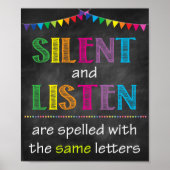 Stille und lausche druckbare Plakate (Vorne)
