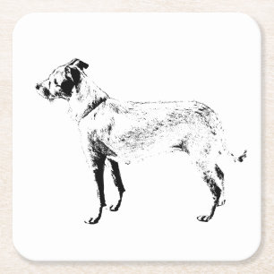 Stille Wache Aufrechter Hund Art Rechteckiger Pappuntersetzer