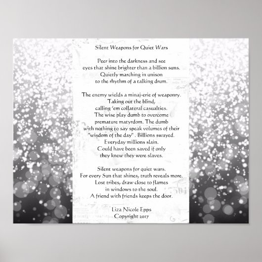 Stille Waffen für leise Kriege. Gedicht von Liza N Poster (Vorne)