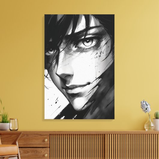 Stille Wahrheiten - Ink Portrait der verborgenen E Leinwanddruck (Insitu (Wohnzimmer))