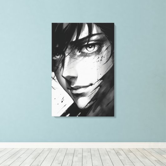 Stille Wahrheiten - Ink Portrait der verborgenen E Leinwanddruck (Insitu (Holzboden))