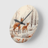 Stille Wälder Weihnachten Runde Wanduhr (Winkel)