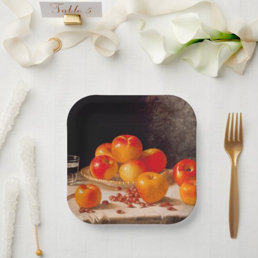 Stilleben, Äpfel und Kastanien Pappteller (Hochzeit)