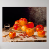 Stilleben, Äpfel und Kastanien Poster (Vorne)