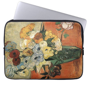 Stilleben - Japanische Vase mit Rosen und Anemonen Laptopschutzhülle