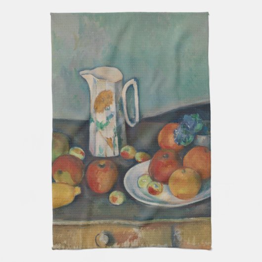 Stilleben, Milchkännchen und Früchte auf einem Tis Geschirrtuch (Vertikal)