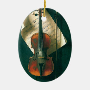 Stilleben mit alter Violine von William Michael Ha Keramik Ornament