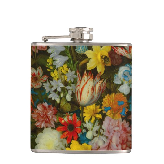 Stilleben mit Blumen in einer Wan-Li-Vase Flachmann (Vorderseite)