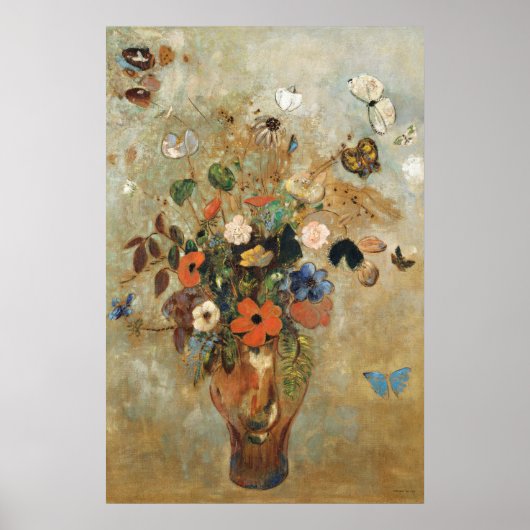 Stilleben mit Blumen von Odilon Redon. Poster (Vorne)