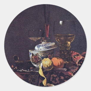 Stilleben mit chinesischer Tureen von Kalf Willem Runder Aufkleber