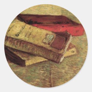 Stilleben mit drei Büchern von Vincent van Gogh Runder Aufkleber