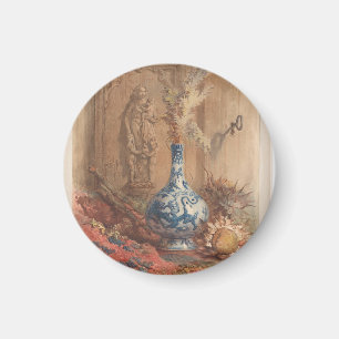 Stilleben mit einer chinesischen Vase und getrockn Magnet