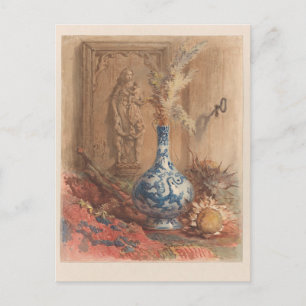Stilleben mit einer chinesischen Vase und getrockn Postkarte