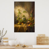 Stilleben mit Früchten und Blumen Poster (Küche)