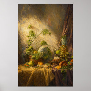 Stilleben mit Früchten und Blumen Poster