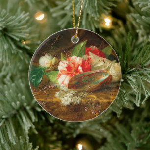 Stilleben mit Kamelie, einer Muschel und einer Spi Keramik Ornament