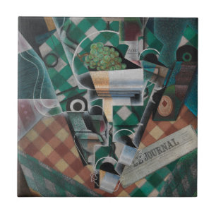 Stilleben mit karierter Tischdecke von Juan Gris Fliese
