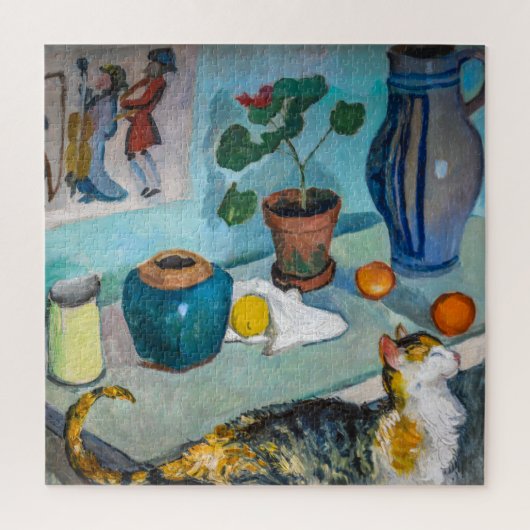 Stilleben mit Katze | Auguste Macke | Puzzle (Vertikal)