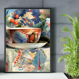 Stilleben mit Teetasse von Samuel Colman Poster