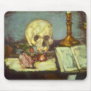 Stilleben mit Totenkopf, Kerze und Buch von Paul C Mousepad
